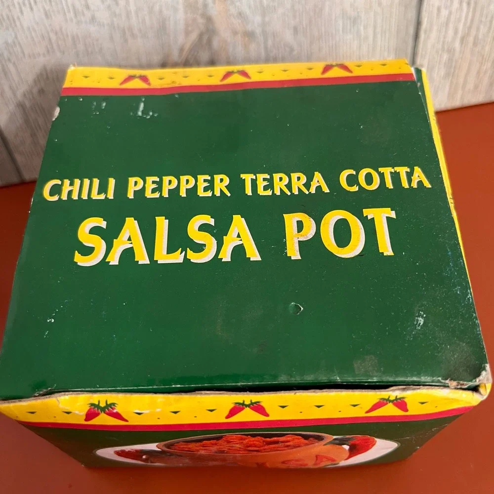 Chili Pepper Terra‎ Cotta Salsa Pot Bowl Southwestern Serving Dish Red Green